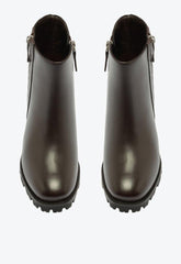 Bota Cano Médio Salto Bloco Couro Marrom Escuro S 20556 0038 0002 Schutz